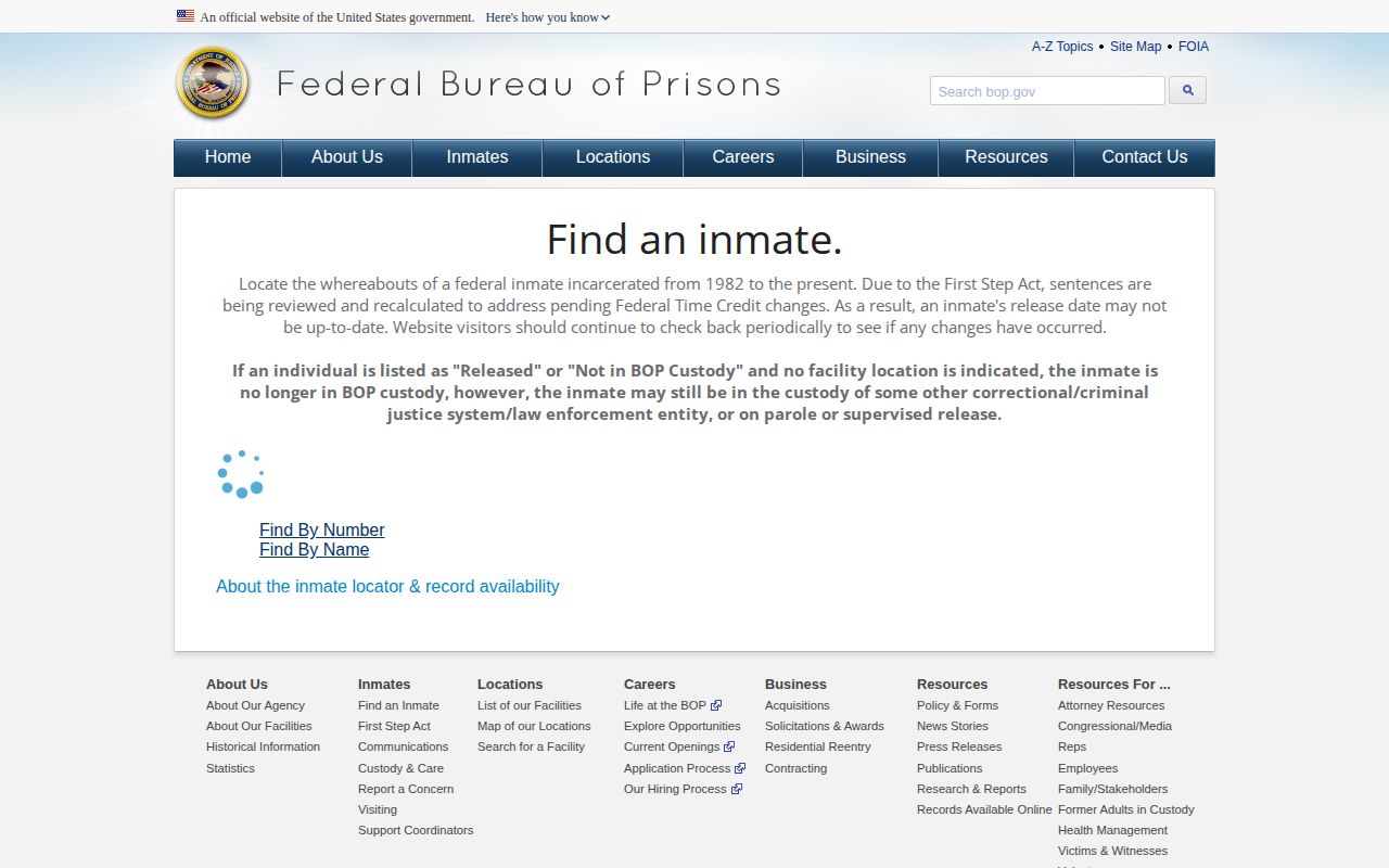 Federal Bureau of Prisons release lookup for a Braxton County case